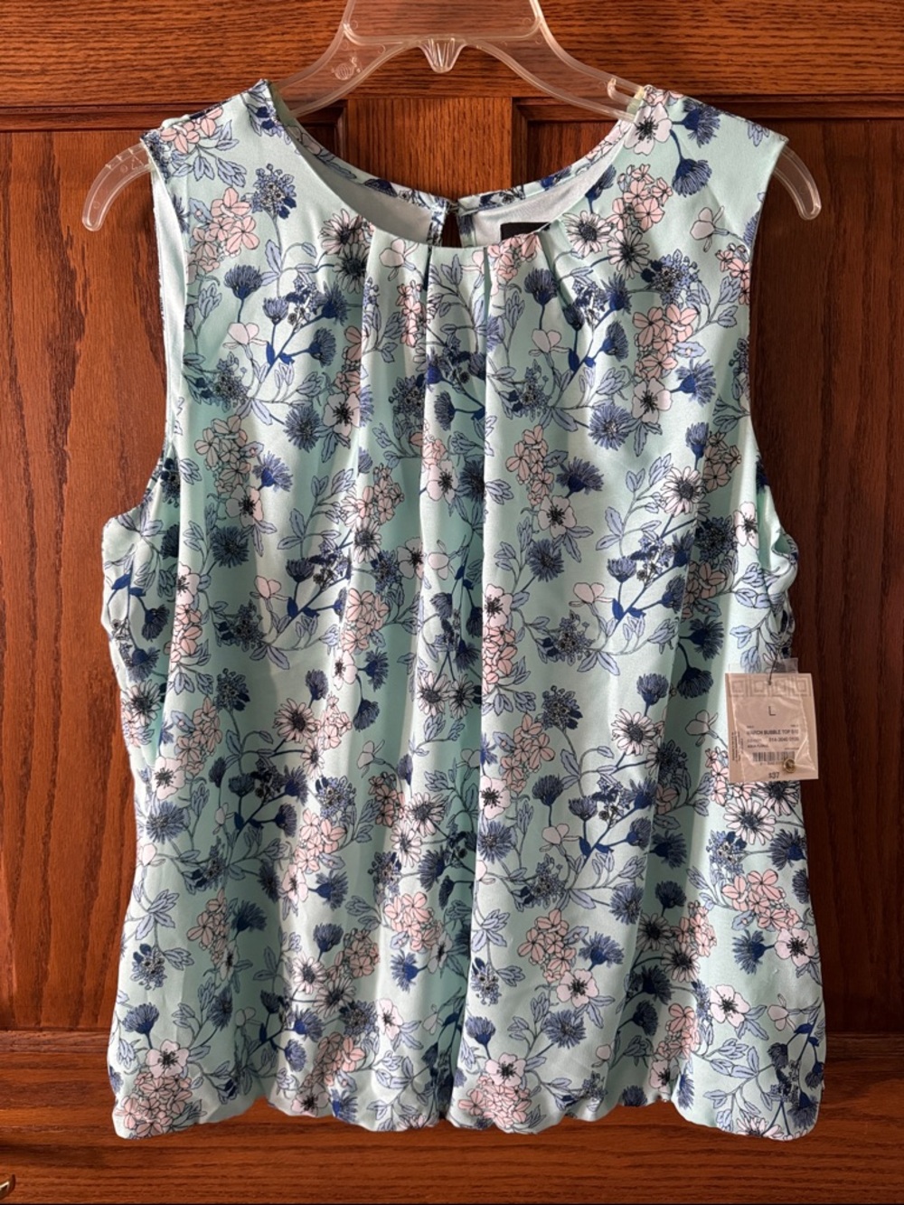 Liz Claiborne Mint Floral Pleat-Front Sleeveless Camisole